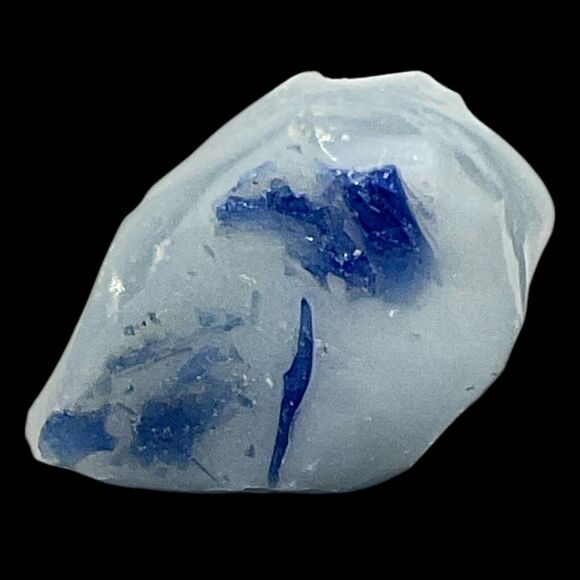 Satin Blue Layered Art Glass Cullet Glowing Manganese Slag Glass #5GL41 - Picture 2 of 7